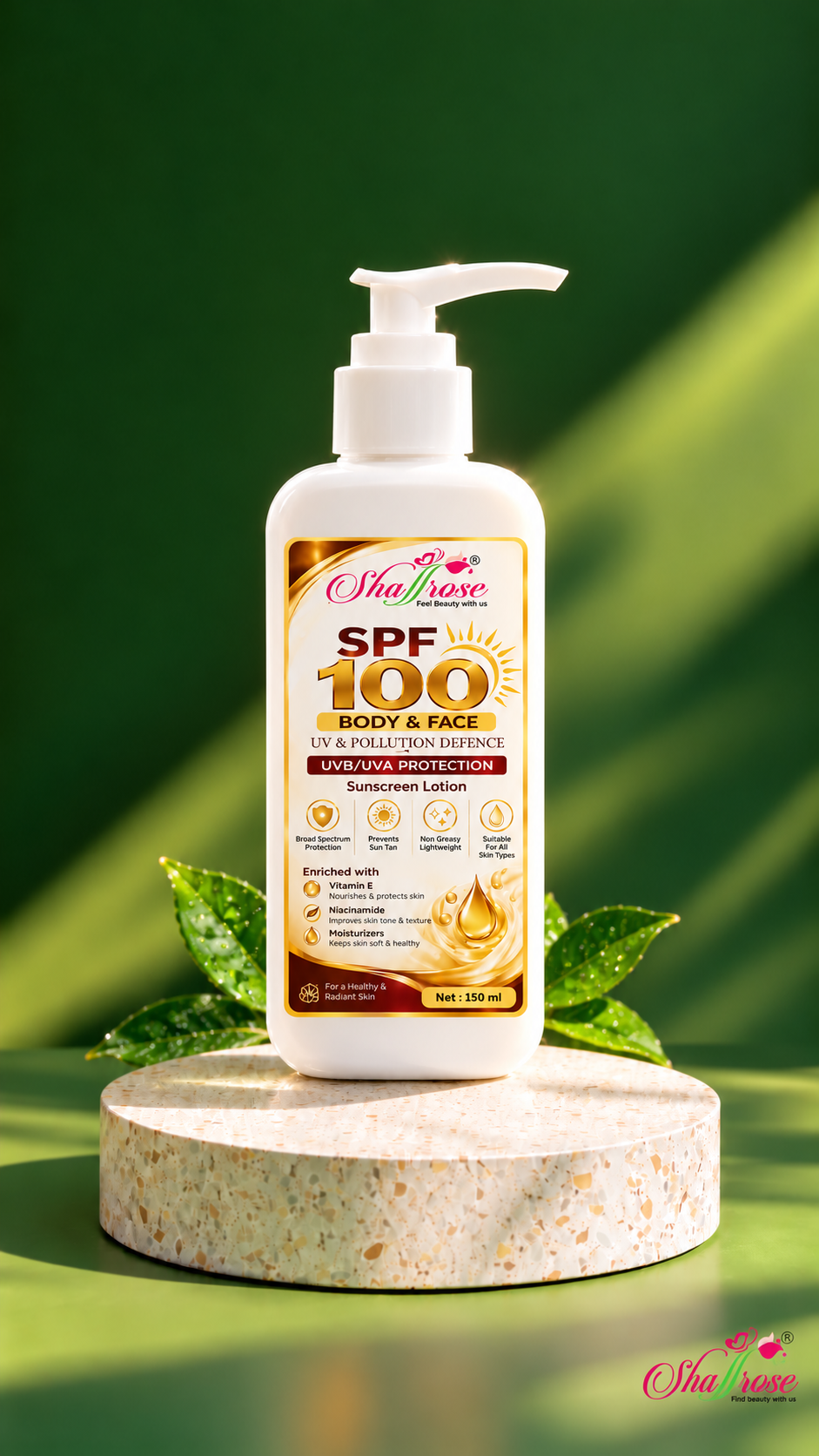 SPF 100 BODY & FACE SUNSCREEN LOTION – 150 ML